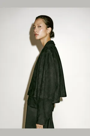 Massimo Dutti Krótka Zamszowa Kurtka Skórzana − Limited Edition