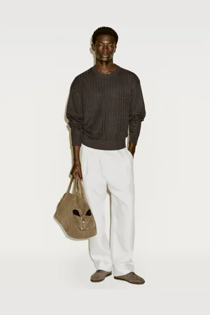 Massimo Dutti Prążkowany Sweter Z Lnianej Dzianiny − Limited Edition