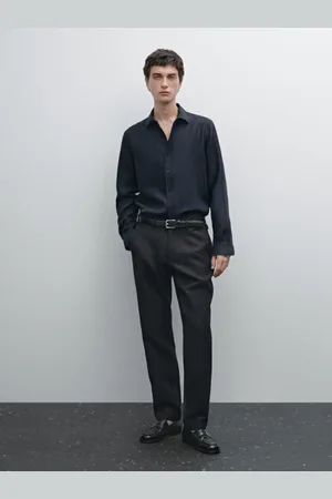 Massimo Dutti Spodnie Z Zakładkami Ze 100% Lnu