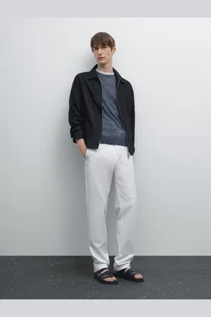 Massimo Dutti Płócienne Spodnie Slim Fit Z Mieszanki Bawełny