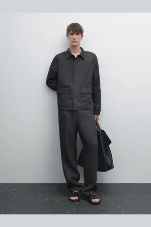 Massimo Dutti Spodnie Ze 100% Lnu Z Efektem Sprania
