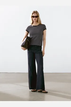 Massimo Dutti Kontrastowa Koszulka Z Prążkowanej Bawełny W Paski