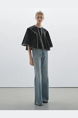Massimo Dutti Luźna Bluzka Z Haftowanymi Elementami