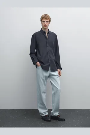Massimo Dutti Koszula O Kroju Regular Fit Z Diagonalu Z Mieszanki Bawełny