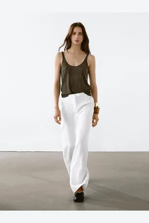 Massimo Dutti Top Na Ramiączkach Ze 100% Lnu