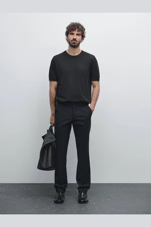Massimo Dutti Płócienne Spodnie Slim Fit Z Mieszanki Bawełny