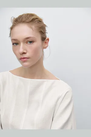 Massimo Dutti Sukienka Średniej Długości Z Przeszyciami Ze 100% Lnu