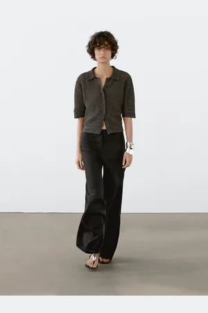 Massimo Dutti Ażurowy Kardigan Z Krótkim Rękawem