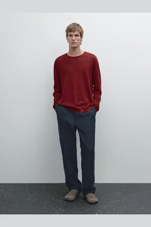 Massimo Dutti Sweter Ze 100% Lnu Z Okrągłym Dekoltem