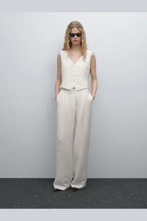 Massimo Dutti Krótka Kamizelka Z Dekoltem W Serek