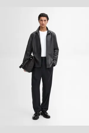 Massimo Dutti Koszula Ze Skóry Nappa Z Przeszyciami