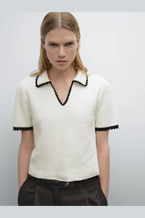 Massimo Dutti Szydełkowy Sweter Polo Z Dzianiny