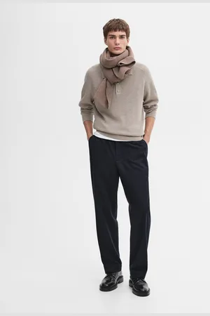 Massimo Dutti Sweter Z Prążkowanej Dzianiny Z Kołnierzykiem Polo