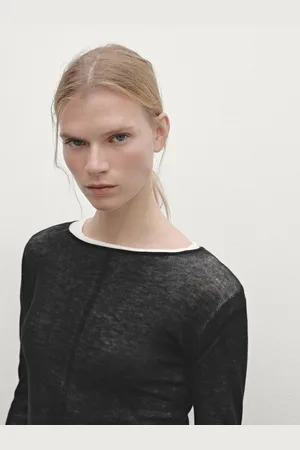 Massimo Dutti Cienki Dwuwarstwowy Sweter Ze 100% Wełny