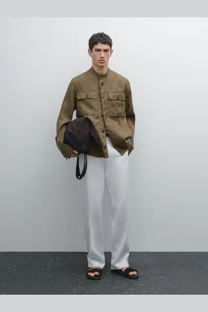 Massimo Dutti Koszula Wierzchnia Ze 100% Lnu Ze Stójką