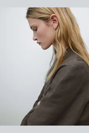 Massimo Dutti Kurtka Z Mieszanki Lnu Z Ozdobnym Skórzanym Zapięciem