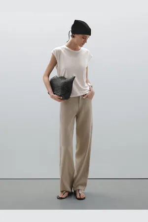 Massimo Dutti Lekka Prążkowana Koszulka Ze 100% Lnu