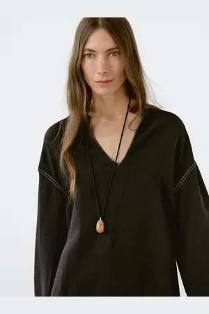 Massimo Dutti Luźna Koszula Z Kontrastowymi Szwami