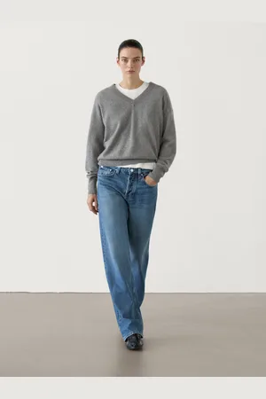 Massimo Dutti Sweter Ze 100% Kaszmiru Z Dekoltem W Serek