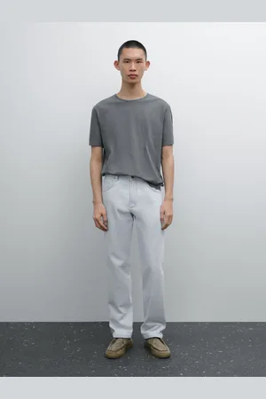 Massimo Dutti Koszulka Ze 100% Bawełny Z Ozdobnej Tkaniny