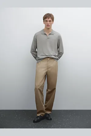 Massimo Dutti Dzianinowy Sweter Polo 100% Len