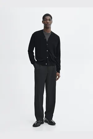 Massimo Dutti Dzianinowy Kardigan Z Wełny Merynosów Z Dekoltem W Serek