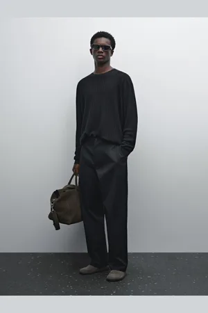 Massimo Dutti Prążkowany Dzianinowy Sweter Ze 100% Lnu
