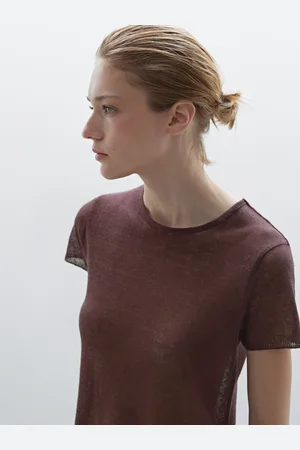 Massimo Dutti Koszulka Ze 100% Lnu Z Falbaną U Dołu