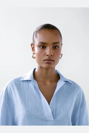 Massimo Dutti Bluzka Z Mieszanki Lnu Z Kołnierzykiem Polo