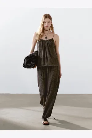 Massimo Dutti Luźne Żakardowe Spodnie Z Szerokimi Nogawkami
