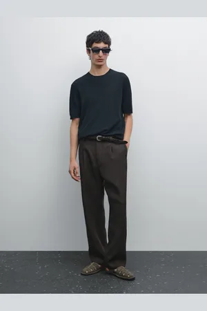 Massimo Dutti Dzianinowy Sweter Z Krótkim Rękawem Ze 100% Bawełny
