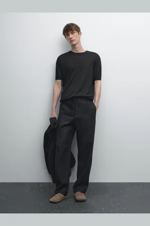 Massimo Dutti Dzianinowa Koszulka Ze 100% Lnu Z Krótkim Rękawem
