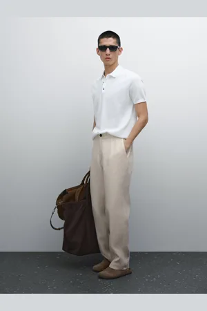 Massimo Dutti Bawełniany Sweter Polo Z Krótkim Rękawem