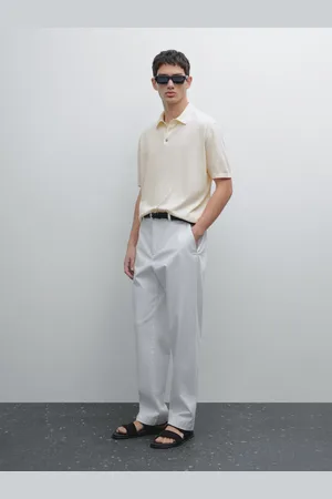 Massimo Dutti Bawełniany Sweter Polo Z Krótkim Rękawem