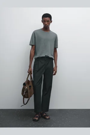 Massimo Dutti Dzianinowa Koszulka Ze 100% Lnu Z Krótkim Rękawem