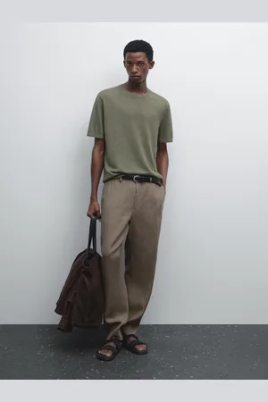 Massimo Dutti Dzianinowa Koszulka Ze 100% Lnu Z Krótkim Rękawem