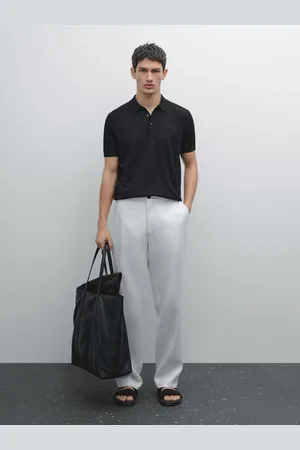 Massimo Dutti Bawełniany Sweter Polo Z Krótkim Rękawem