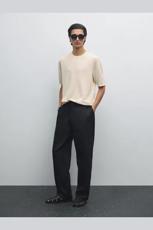 Massimo Dutti Dzianinowy Sweter Z Krótkim Rękawem Ze 100% Bawełny