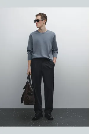 Massimo Dutti Cienki Dzianinowy Sweter Ze 100% Bawełny