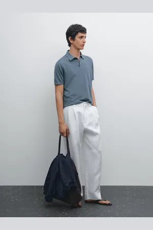 Massimo Dutti Bawełniany Sweter Polo Z Krótkim Rękawem