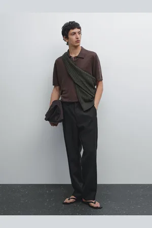 Massimo Dutti Dzianinowa Koszulka Polo Ze 100% Lnu