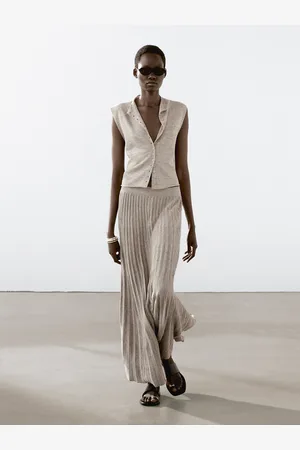 Massimo Dutti Melanżowa Kamizelka Dzianinowa Z Mieszanki Lnu