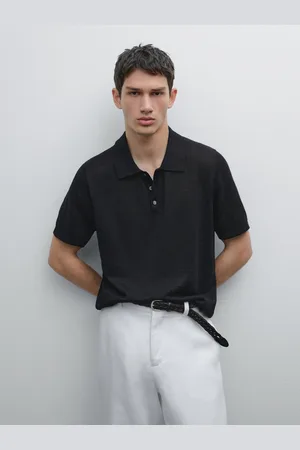 Massimo Dutti Dzianinowa Koszulka Polo Ze 100% Lnu