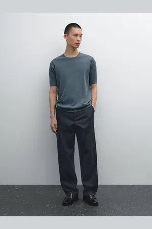 Massimo Dutti Dzianinowa Koszulka Z Mieszanki Bawełny
