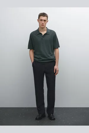 Massimo Dutti Dzianinowa Koszulka Polo Ze 100% Lnu