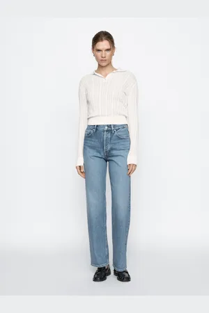 Massimo Dutti Proste Jeansy Z Wysokim Stanem Z Mieszanki Bawełny