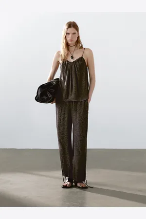 Massimo Dutti Luźny Żakardowy Top Na Ramiączkach