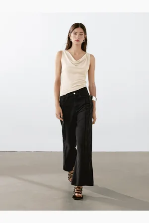 Massimo Dutti Top Bez Rękawów Z Drapowanym Dekoltem