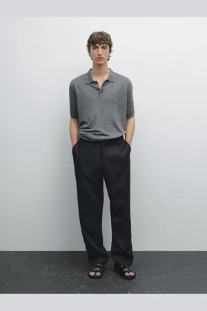 Massimo Dutti Dzianinowa Koszulka Polo Ze 100% Lnu