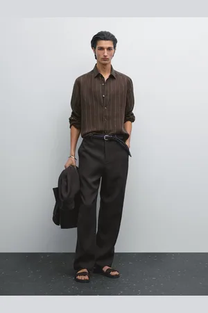 Massimo Dutti Spodnie W Pepitkę Ze 100% Lnu
